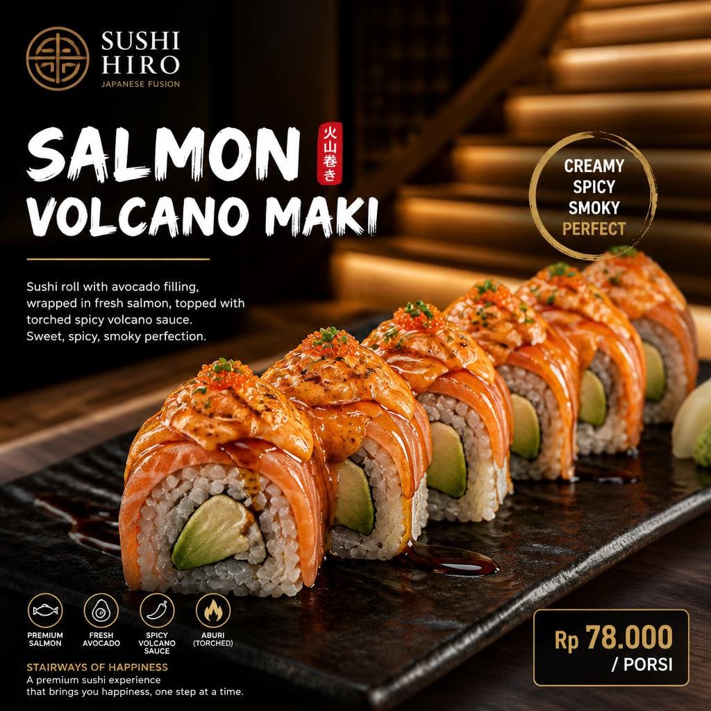 Salmon Volcano Maki Sushi Hiro menu maki salmon volcano
